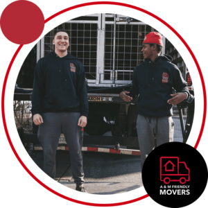 Image of A & M Friendly Movers crew with logo
