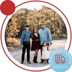 Image of A & M Friendly Movers family with logo