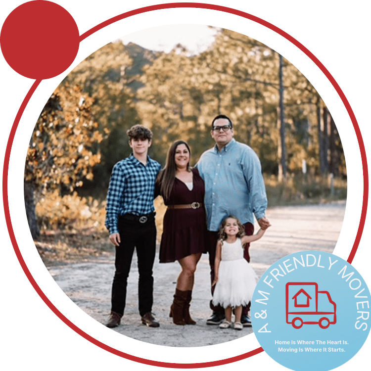 Image of A & M Friendly Movers family with logo