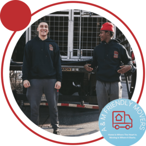 Image of A & M Friendly Movers crew with logo