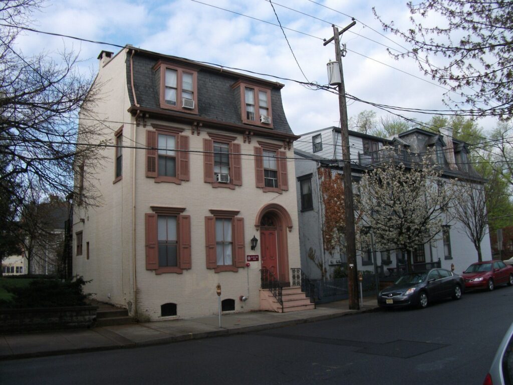 Historic townhouses on a residential street in Carlisle, Pennsylvania