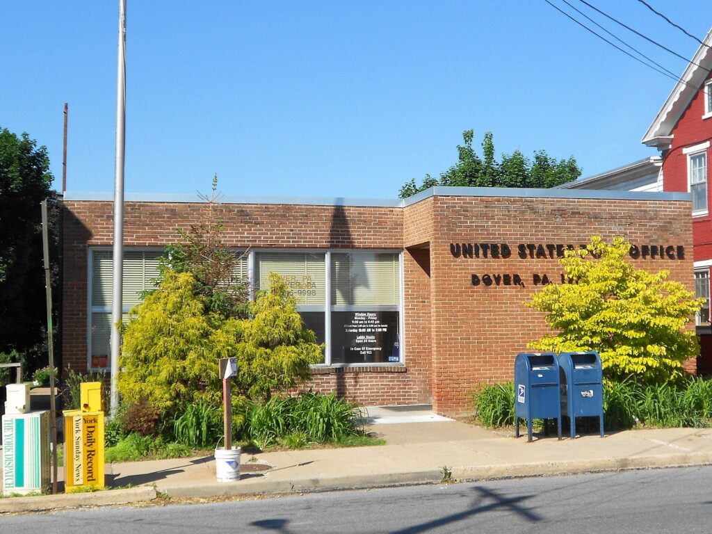 Post office building on North Main Street in Dover, Pennsylvania