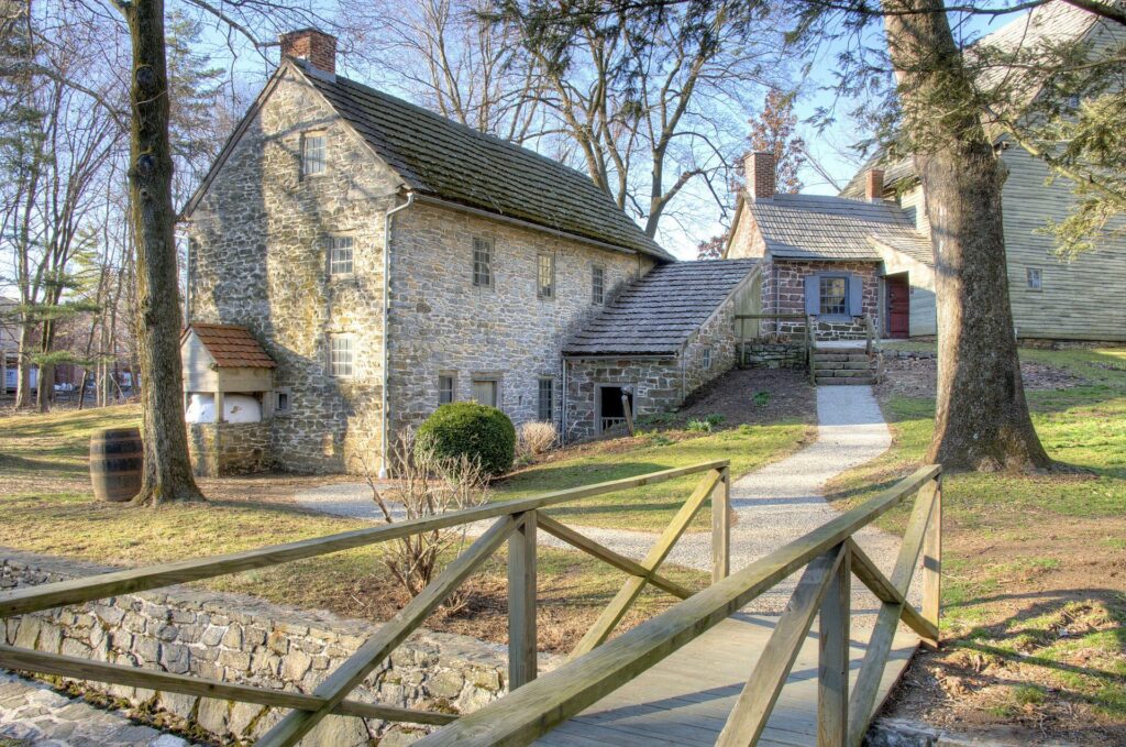Stone buildings of the historic Ephrata Cloister in Ephrata, Pennsylvania