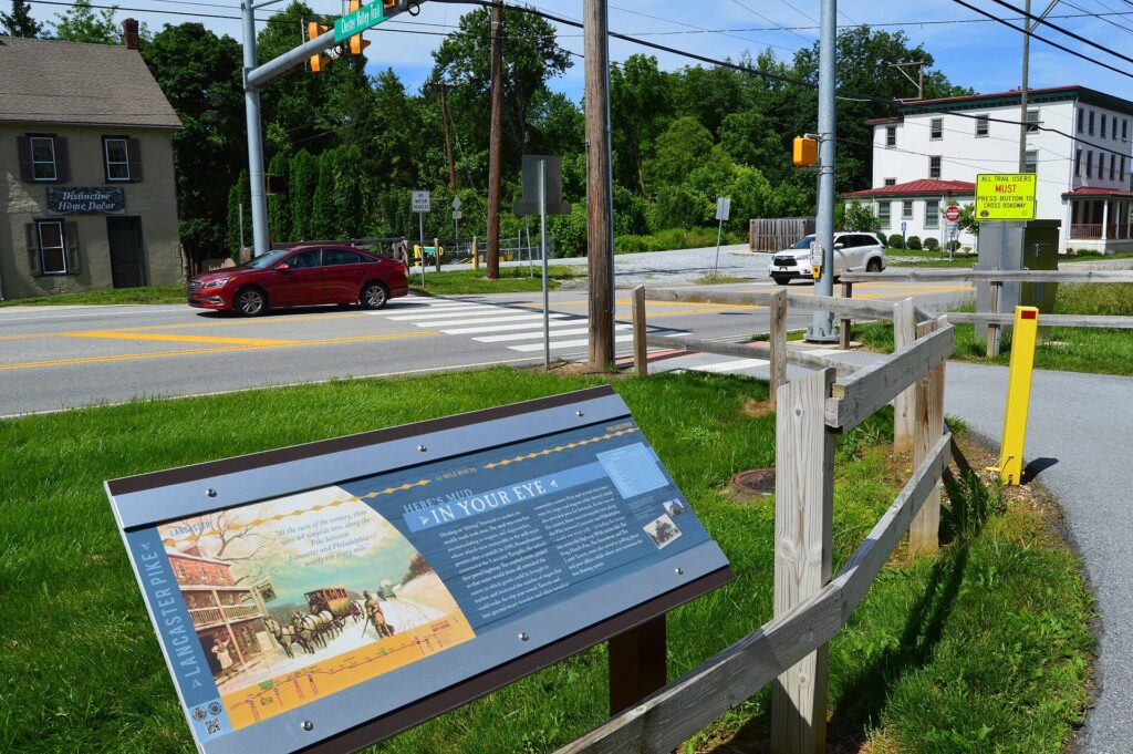 Chester Valley Trail crossing at Route 30 in Exton, Pennsylvania