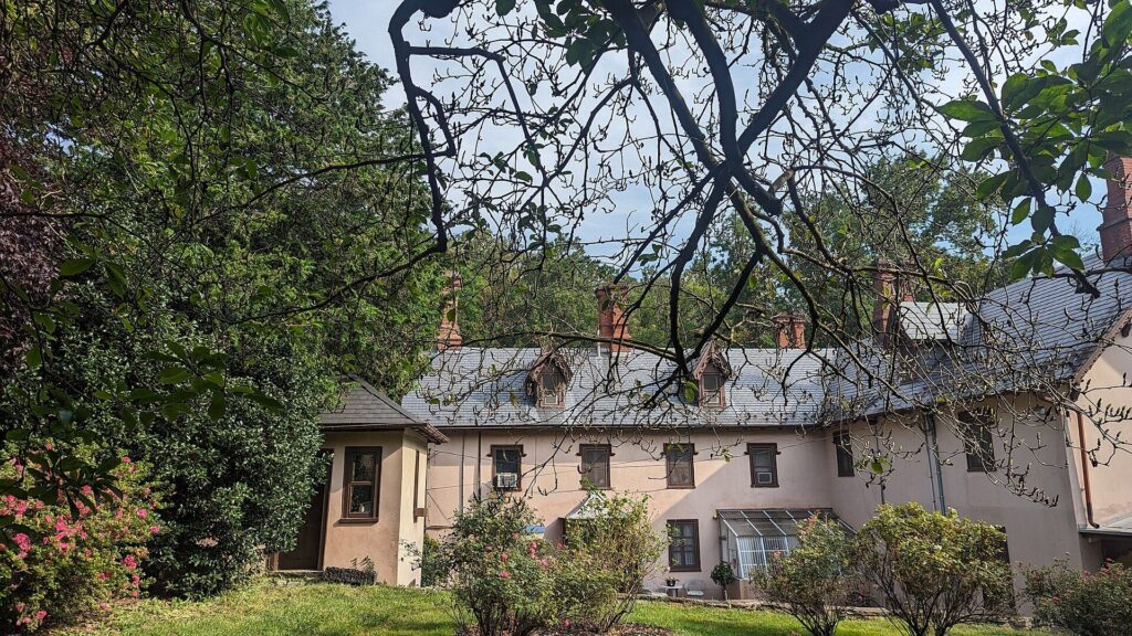 The historic Grange Estate house and gardens in Havertown, PA