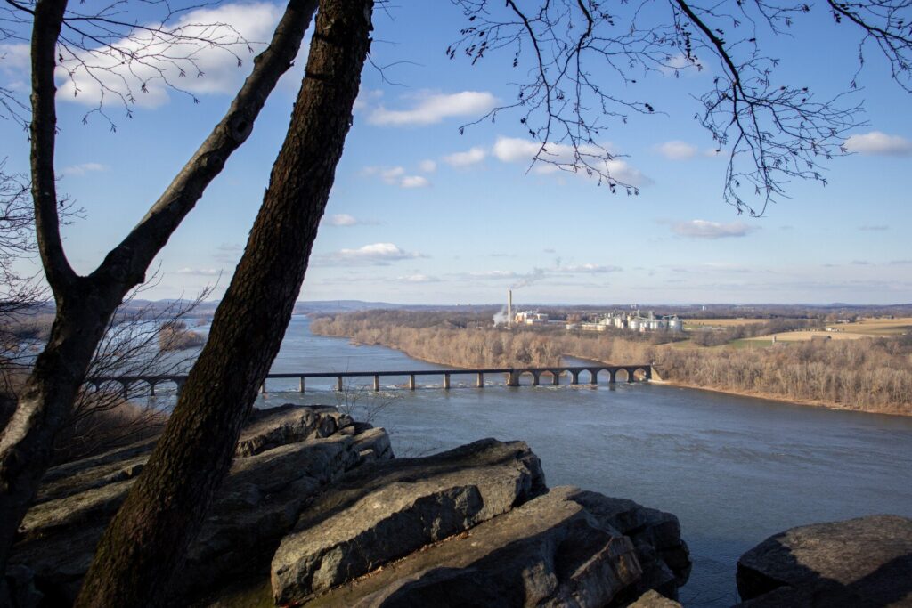 View of the Susquehanna River from Schull's Rock at Susquehanna Riverlands State Park in Hellam Township, Pennsylvania