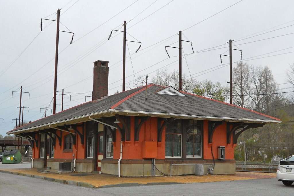 The historic Amtrak train station in Parkesburg, PA